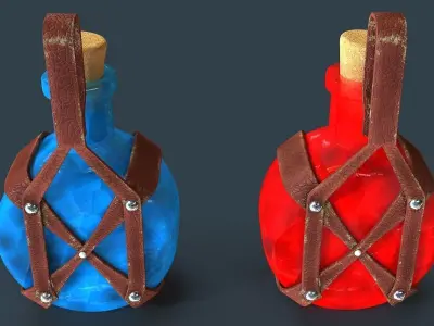 Bottles two Low-poly 3D model