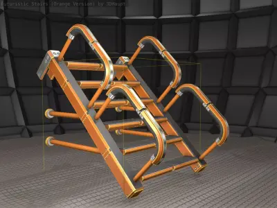 Sci-Fi Stairs - 25 - Orange Version Low-poly 3D model