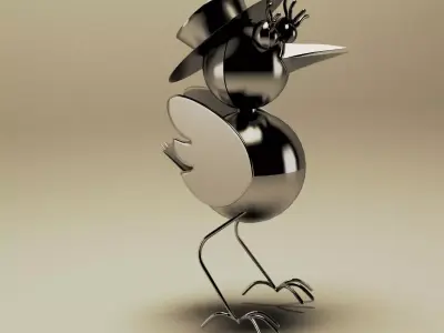 Crow metal sculpture 3D model