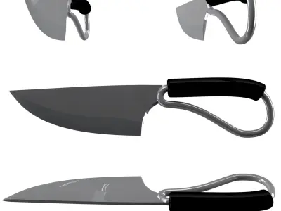 Short battle knife v4 Low-poly 3D model