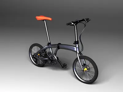 Bicycle folding bike Low-poly 3D model titanium Low-poly 3D model