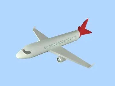 Plane Low Poly airplane flying in sky Low-poly 3D model