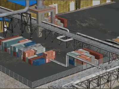 Industrial Refinery - Extensive and complete space creation Low-poly 3D model