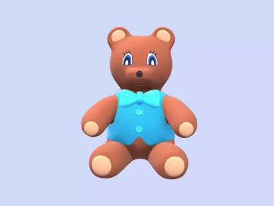 Teddy Bear Toy Brown Stuffed 3D model