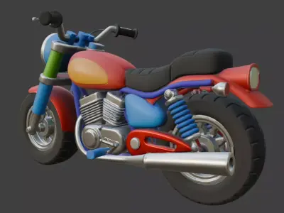 Cartoon Motorcycle 3D Model 3D model purchase