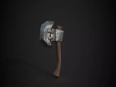 Stylized axe Low-poly 3D model 10