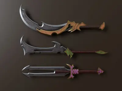 Collection of fantasy combat weapons 2 3D Model Pack