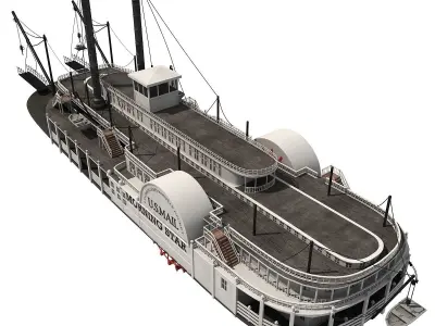 Paddle Steamer River Boat 3D model by 3D-Horse