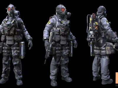 Female Soldier 03 SALAMANDER Low-poly 3D model