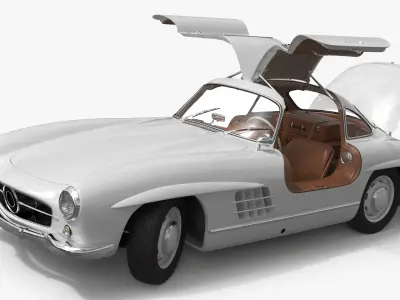 Vintage Collector Sports Car White Rigged for Cinema 4D 3D model