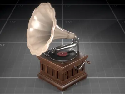 Soviet Gramophone Low-poly 3D model
