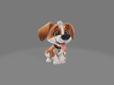 Dog Cartoon 3D Model Low-poly 3D model