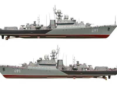 Russian Navy Project 11661K Gepard class Frigate Project 11660 Low-poly 3D model