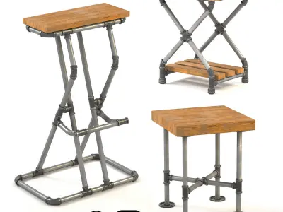 9 Bar stools from pipes collection Free 3D model