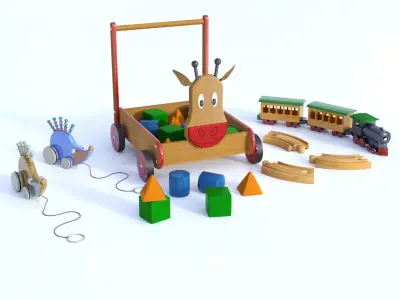 Wooden Toys Bundle 3D model