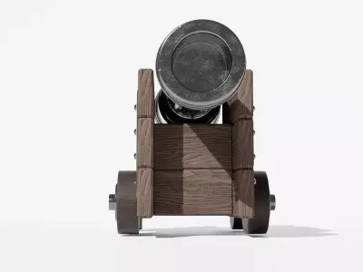 Canon wooden cannon Low-poly 3D model