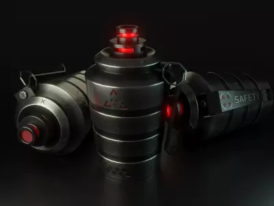 Hardsurface Sci-fi grenade  Free low-poly 3D model