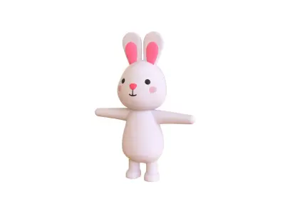 High-Quality 3D Bunny Character Cartoon  Low-poly 3D model