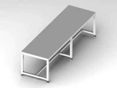 2000x600 Steel Work Table 3D model