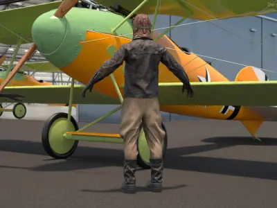 Vintage Pilot in Uniform Rigged 3D model