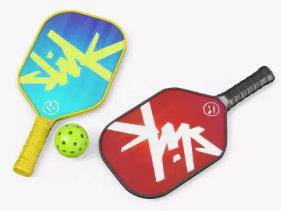 Pickleball Paddle Set with Ball and Rackets 3D model