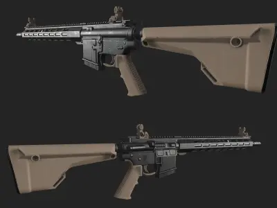 M4A1 LowPoly Game Ready Model ar - rifle Low-poly 3D model