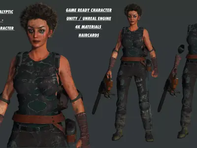 AAA 3D APOCALYPTIC FEMALE 01 - REALISTIC GAME READY CHARACTER Low-poly 3D model