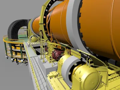 rotary kiln furnace and annular cooler 3D model