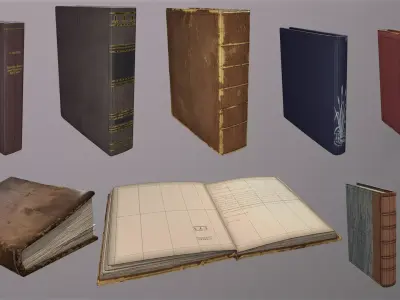 Old Books Low-poly 3D model