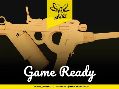 4 cyberpunk gun - game ready assets Low-poly 3D model