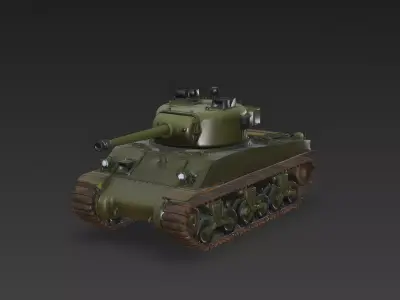 WWII Medium Tank Sherman Style 3D Model Low-poly 3D model