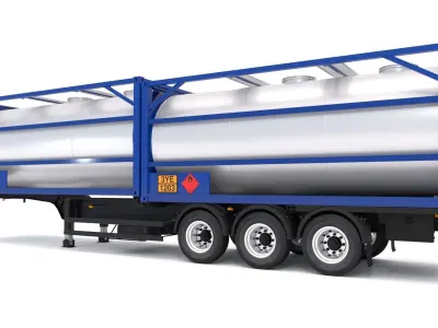 Chassis Semi Trailer with Tank Container 3D model