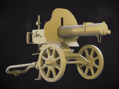 Maxim 1910 - Automatic Machine Gun Low-poly 3D model