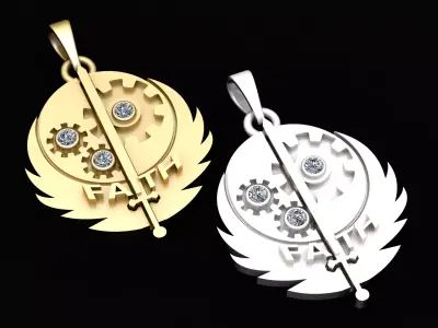 Brotherhood Faith Medallion Sword and Gear 3D Printable Pendant 3D print model