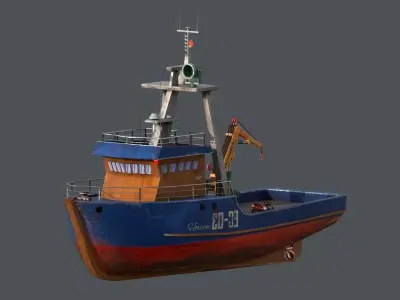 large Metal Ship - PBR Low-poly Game Ready Low-poly 3D model Low-poly 3D model