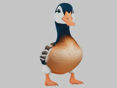 Detailed 3D Model of a Stylized Duck Low-poly 3D model