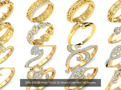 3DM-STL-RENDERS 50 RING FILES 3D Model Pack