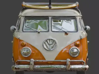 Vintage Surf Culture Microbus 3D Model Low-poly 3D model