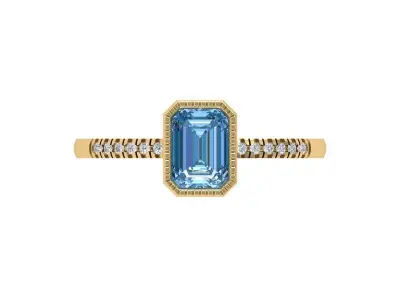 Emerald Solitaire Ring 3D print model 44