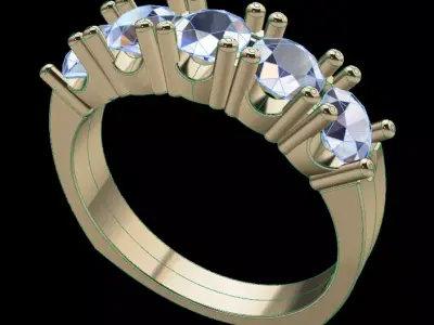 5 Stone Engagement Band 4mm 3D print model purchase