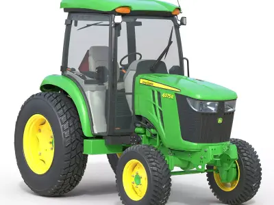 John Deere 4075R Compact Utility Tractor Low-poly 3D model