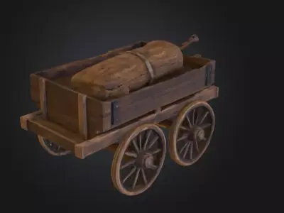 Antique Wooden Cart Low-poly 3D model