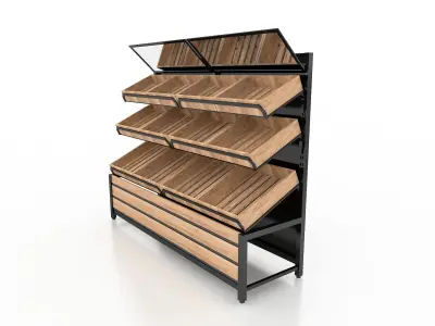 Shelf 3D model 3 display rack with shelves and baskets 3D model