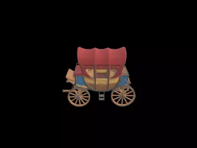 Low Poly Stylized Royal Fantasy Stagecoach - PBR Low-poly 3D model