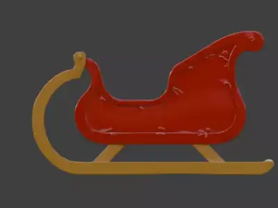 Stylized Santa Claus Sleigh Low-poly 3D model purchase