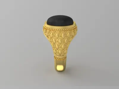 Man onyx and gold STL ring with pattern model mr0009 3D print model