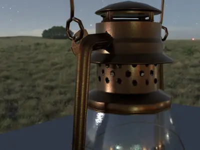 Kerosine lamp Low-poly 3D model
