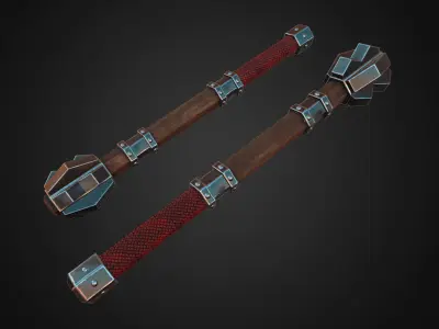 5 Maces Pack Low-poly 3D model