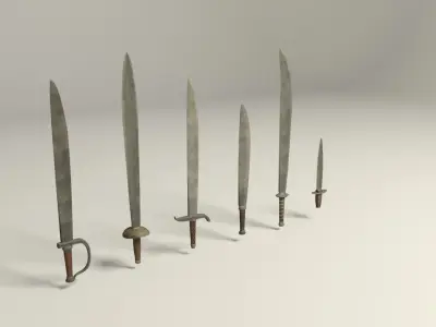 Swords five Low-poly 3D model