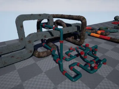 Modular Pipes Pack Low-poly 3D model